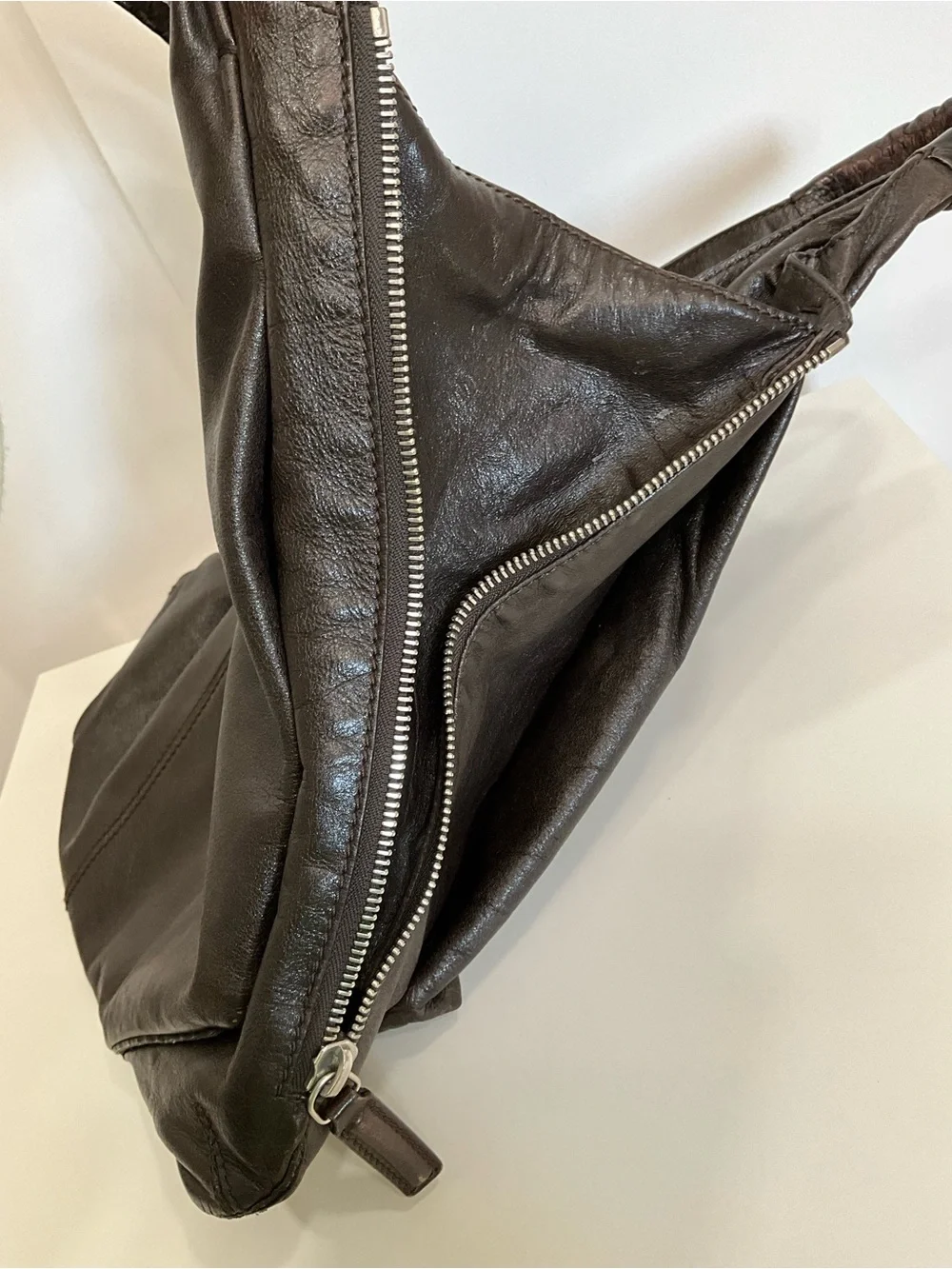 GIVENCHY Vintage Elschia Billy Sac Brown Leather Large Hobo Shoulder Tote Bag